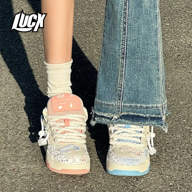 LUCX 转运鞋 糖果鸳鸯 复古面包鞋女休闲牛皮低帮板鞋男女同款