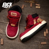 Lucx转运靴厚底大头舒适QQ呆萌马丁靴酒红时尚 通勤低帮百搭面包鞋