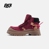 Lucx靴子2025冬季 包头踢不烂马丁靴 厚底耐磨增高女款 新品 红酒爆款