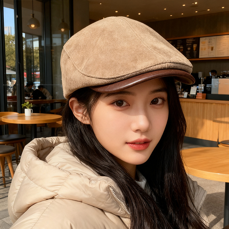日系复古美拉德色系前进帽子女