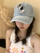 韩版 ins可爱卡通贴标修狗蝴蝶软顶棒球帽显脸小甜妹百搭鸭舌帽潮