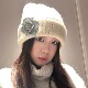 困困鱼头 小香风山茶花亮片金丝针织帽秋冬百搭氛围感包头堆堆帽