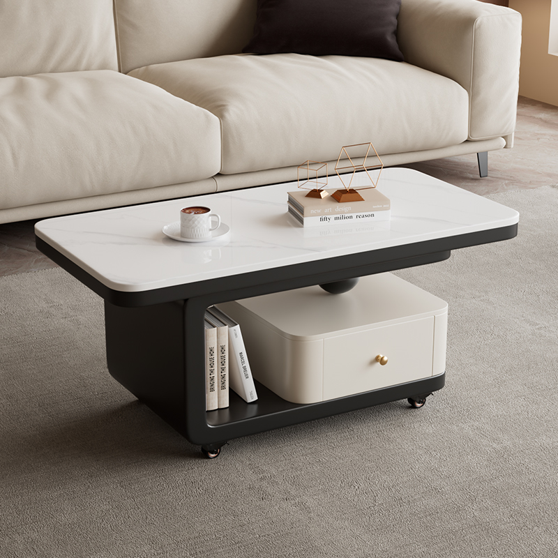 意式轻奢可移动岩板茶几