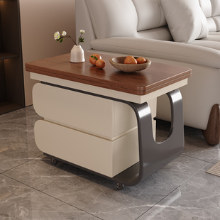 2025轻奢高级感小户型可伸缩可移动升降小茶几客厅家用中古风极简
