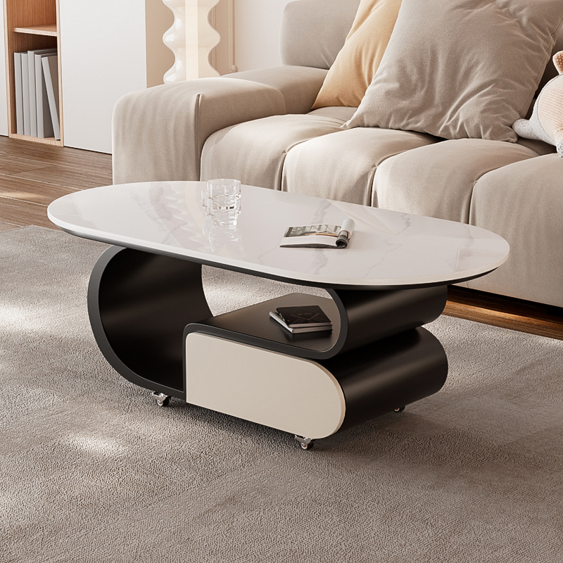 奶油风岩板茶几客厅简约现代轻奢创意极简小户型茶几桌