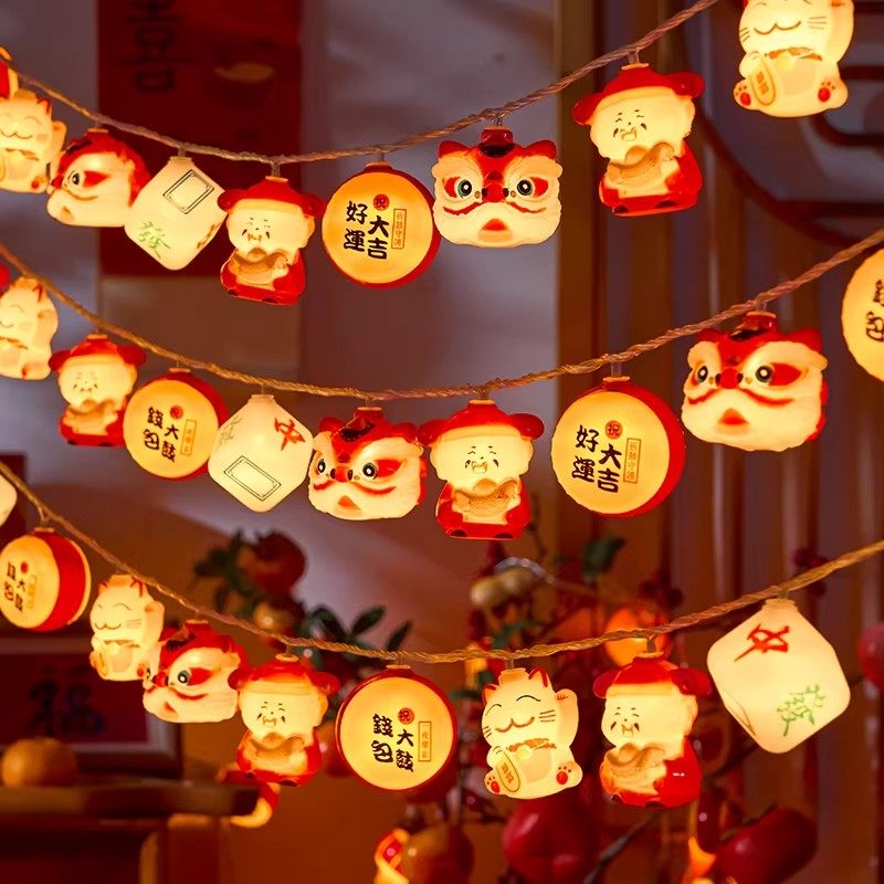 元旦过年红灯笼装饰灯福字财神窗