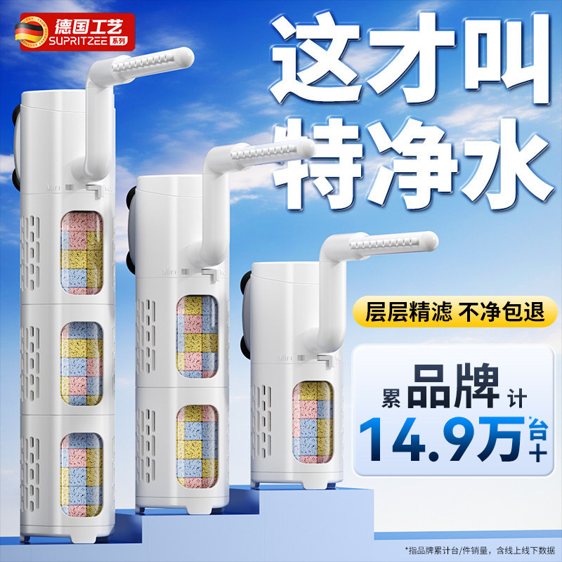 德国鱼缸过滤器净水循环三合一氧气水泵小型全自动过滤制氧一体机