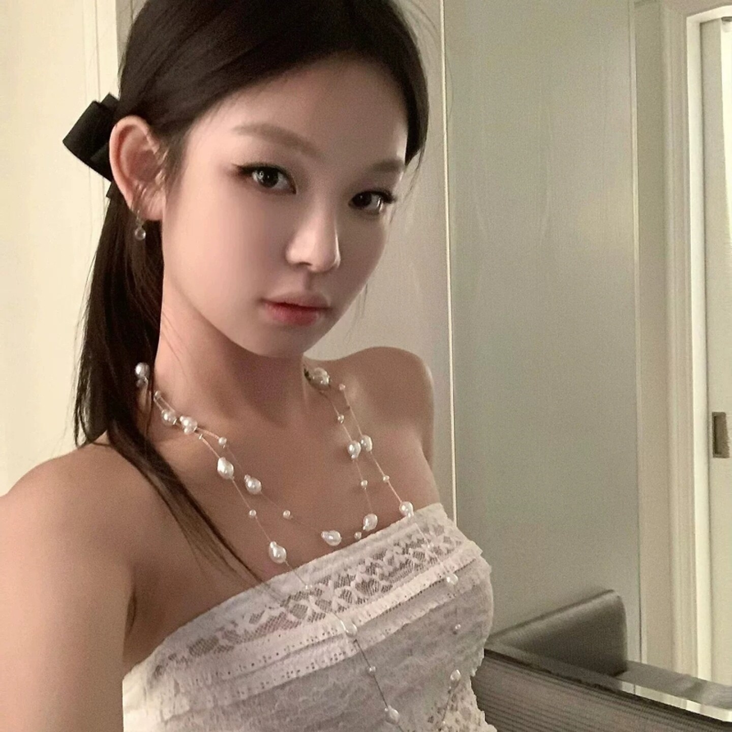 法式长款满天星珍珠项链女多层叠戴颈链配饰轻奢小众配裙子锁骨链