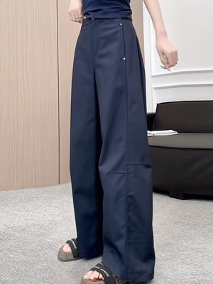 弯刀阔腿休闲裤女2025秋季新款梨形身材大码显瘦宽松百搭工装裤