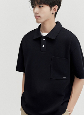 WYM 短袖Polo衫百搭潮流翻领小众宽松复古华夫格T恤老钱风新款