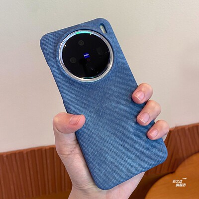 2025新款牛仔布高级感适用oppofindx9pro手机壳内置磁吸x8ultra半包散热x8s+纹理防滑防手汗简约商务硬外壳男