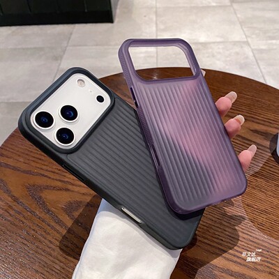 高级瓦楞凹凸感适用苹果17promax手机壳新款大孔散热iPhone16promax磁吸外壳苹果15pm保护套14磨砂13不粘指纹