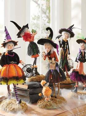 万圣节新品女巫娃娃树脂摆件 办公卧室桌面迷人公仔装饰摆件