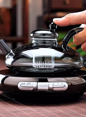 Tea kettle, heat-resistant glass pot, tea-boiling device
