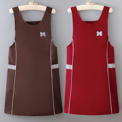 新款纯色收腰撞色马甲防水防油围裙女厨房家用印字男女耐磨工作服