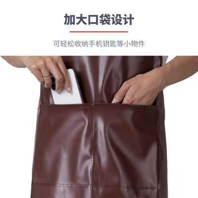 印字新款时尚双肩带软皮围裙防水防油家用厨房餐厅奶茶店工作服女