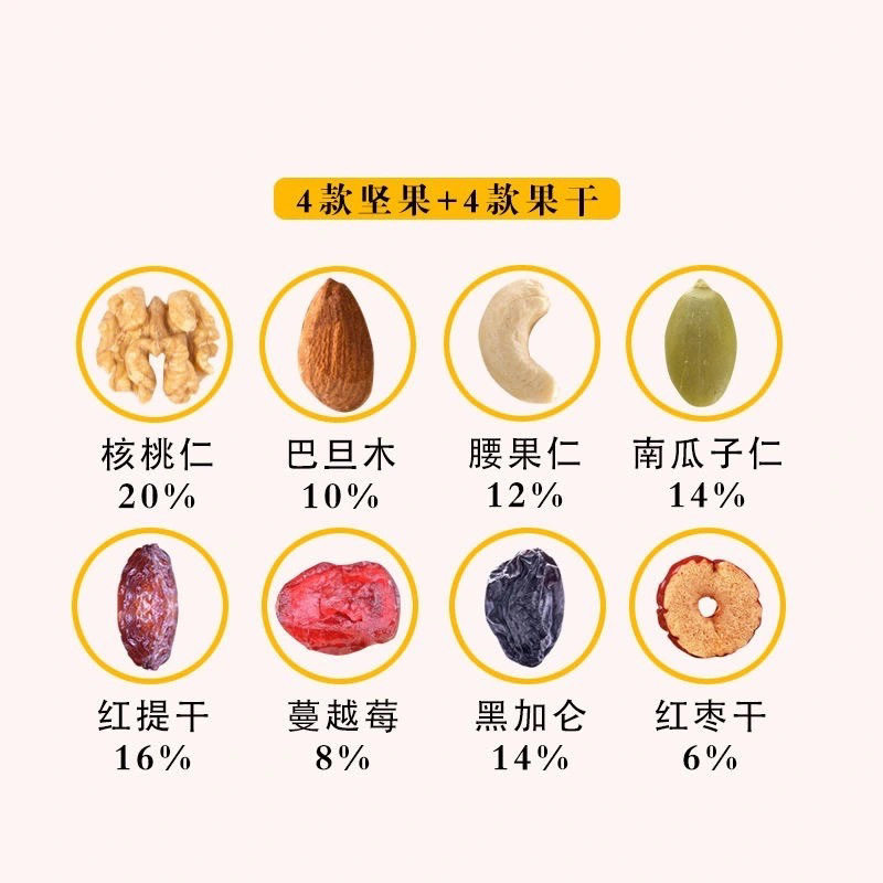 休闲零食干果炒货每日坚果混合坚果仁500g儿童大礼包