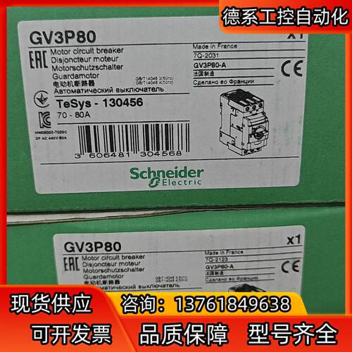 GV3P80 全新原装保护断路器70-80A 链