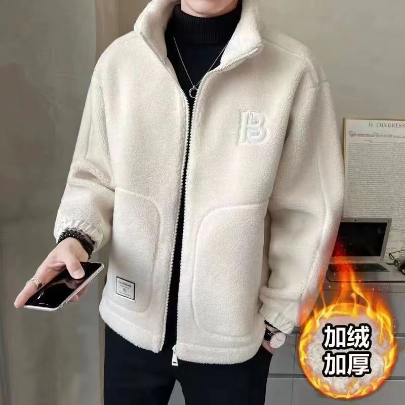 欧洲站羊羔毛外套男秋冬季2024