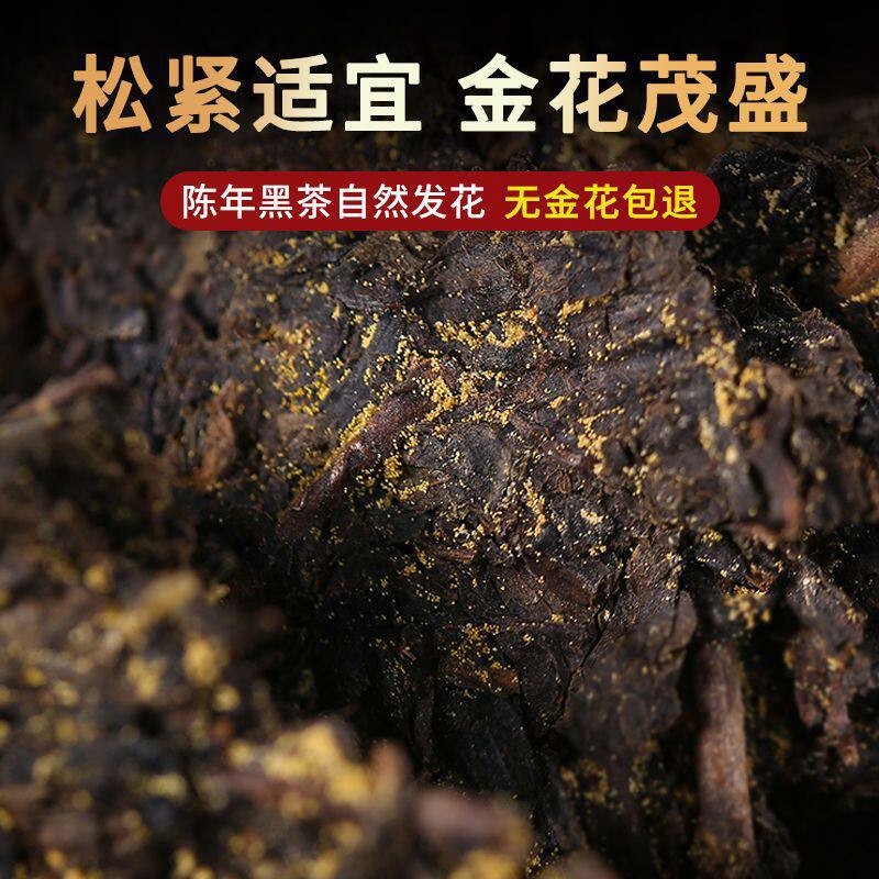 【送茶刀】湖南安化黑茶2018年一级金花天茯1KG正宗陈年金花黑茶