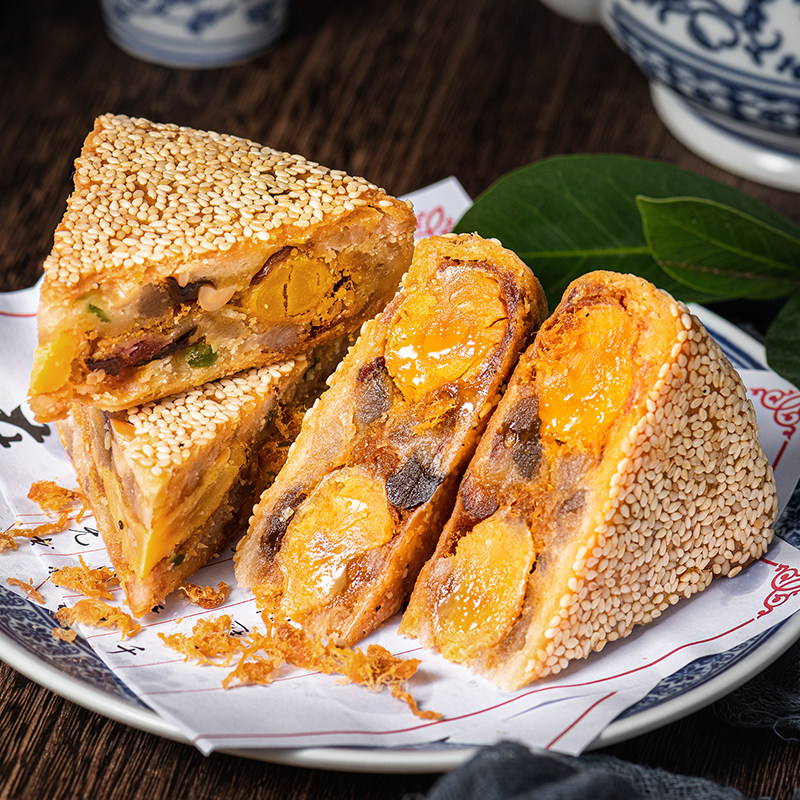 500x2温州特产桥墩镇月公公月饼礼盒装鲜肉蛋黄肉松五仁老式手工