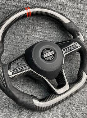 适用日产蓝鸟奇骏逍客骐达劲客楼兰轩逸天籁骊威改装碳纤维方向盘