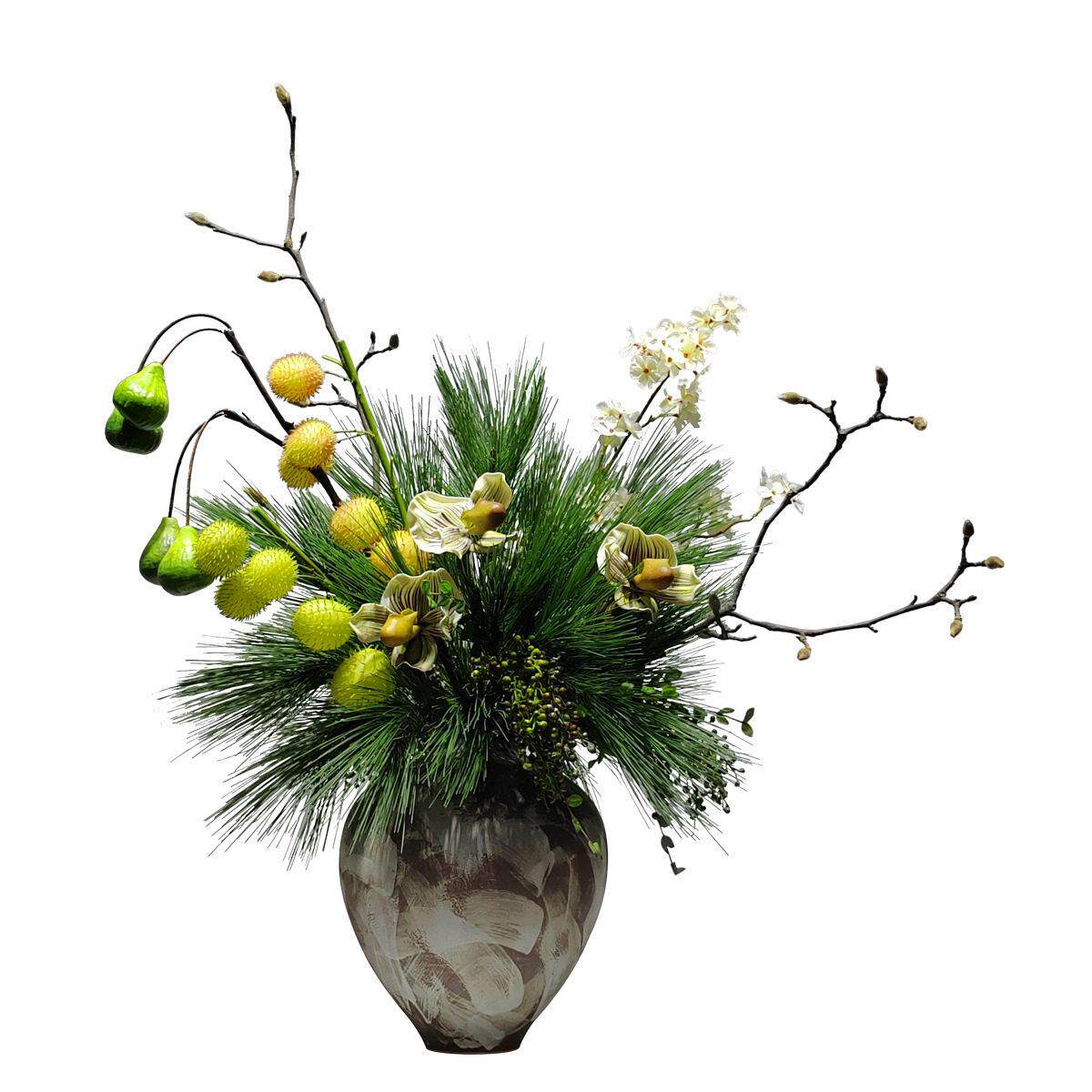 新中式手感绢花仿真绿植客厅居家装饰摆件酒店橱窗落地树插花摆设