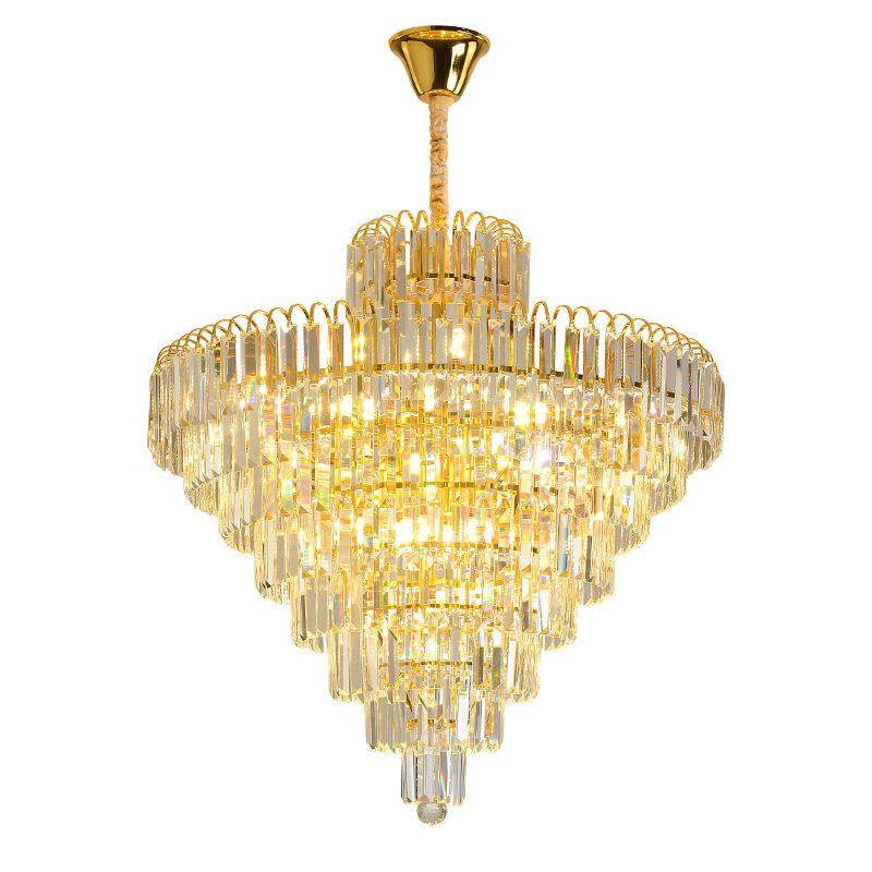 铁艺水晶吊灯餐厅楼梯过道水晶灯欧式走廊金黄色客厅多层