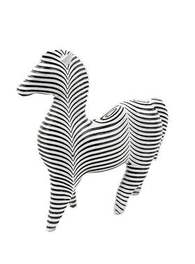 现代简约风格北欧样板房客厅黑白条纹犀牛树脂抽象装饰品摆件