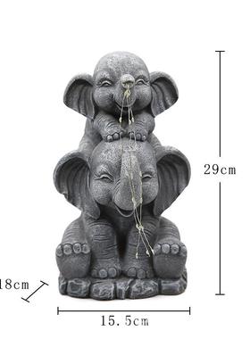 动物花园雕像摆件庭院草坪树脂太阳能灯串大象花园动物摆件