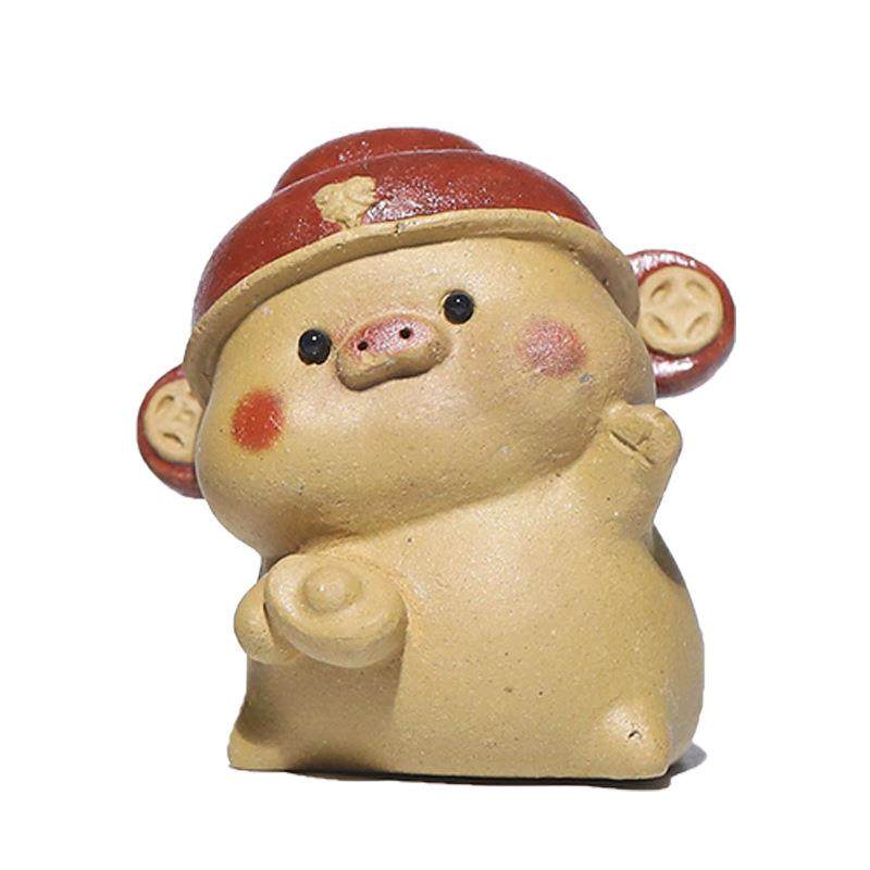 宜兴紫砂茶宠猪小摆件雕塑手工段泥元宝小财神猪茶具周边配件,餐饮具,茶宠摆件,淘宝优惠券,粉丝福利购,淘宝优惠卷