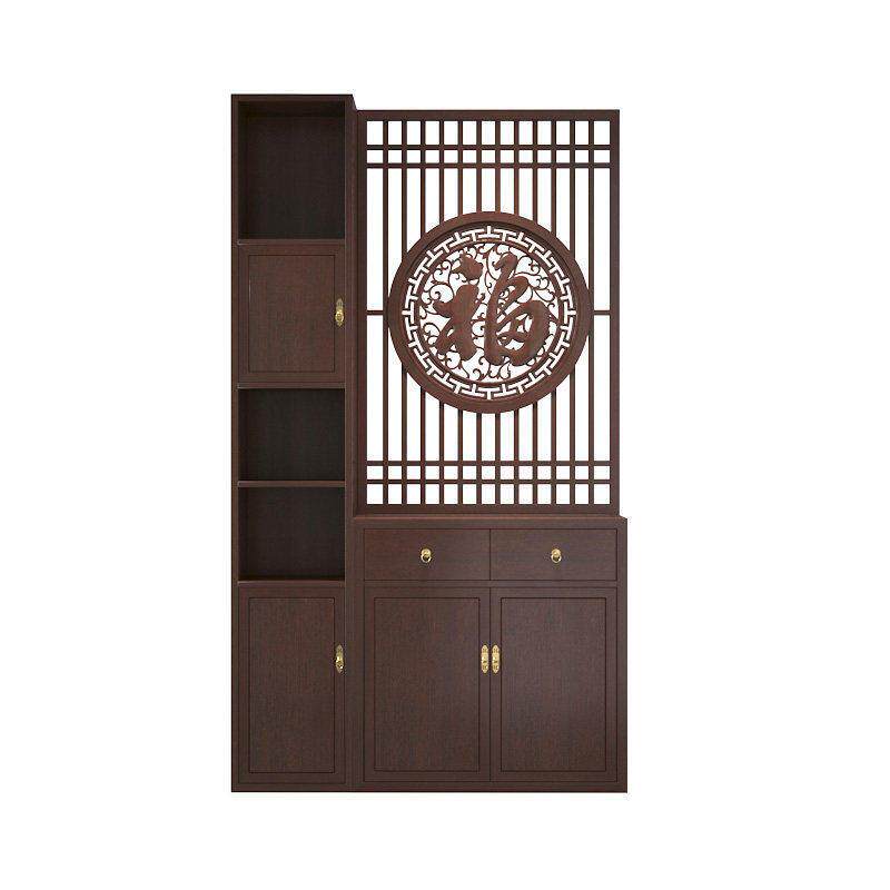 新中式实木福字屏风隔断客厅餐厅进门入户现简约收纳置物玄关柜