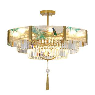 吊灯新中式轻奢水晶大灯客厅灯中国风复古大气餐厅珐琅彩灯具