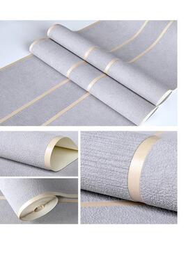 加厚3D立体条纹仿大理石鹿皮绒壁纸现代简约卧室客厅背景墙纸