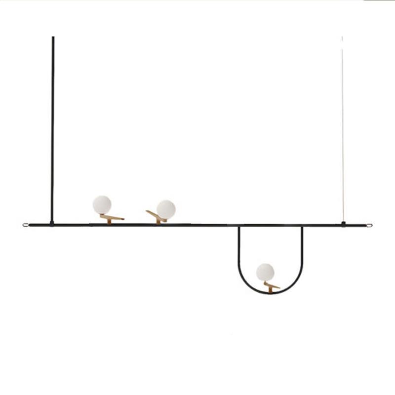 北创欧极简线条鸟灯具现代意款吧台餐厅书房茶几设计师异小形吊灯