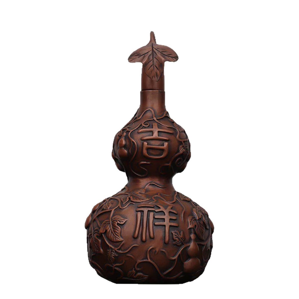 紫铜吉祥如意葫芦镇房铜葫芦纯铜开口办公室客厅玄关风水招摆件财
