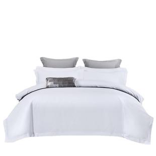 五星级酒店四件套民宿床品布草纯白6080支棉被罩宾馆床单被套单件