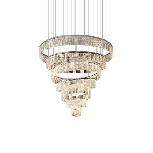 别墅复式楼大吊灯客厅水晶灯现代轻奢大气挑高中空环形圈圈楼梯灯