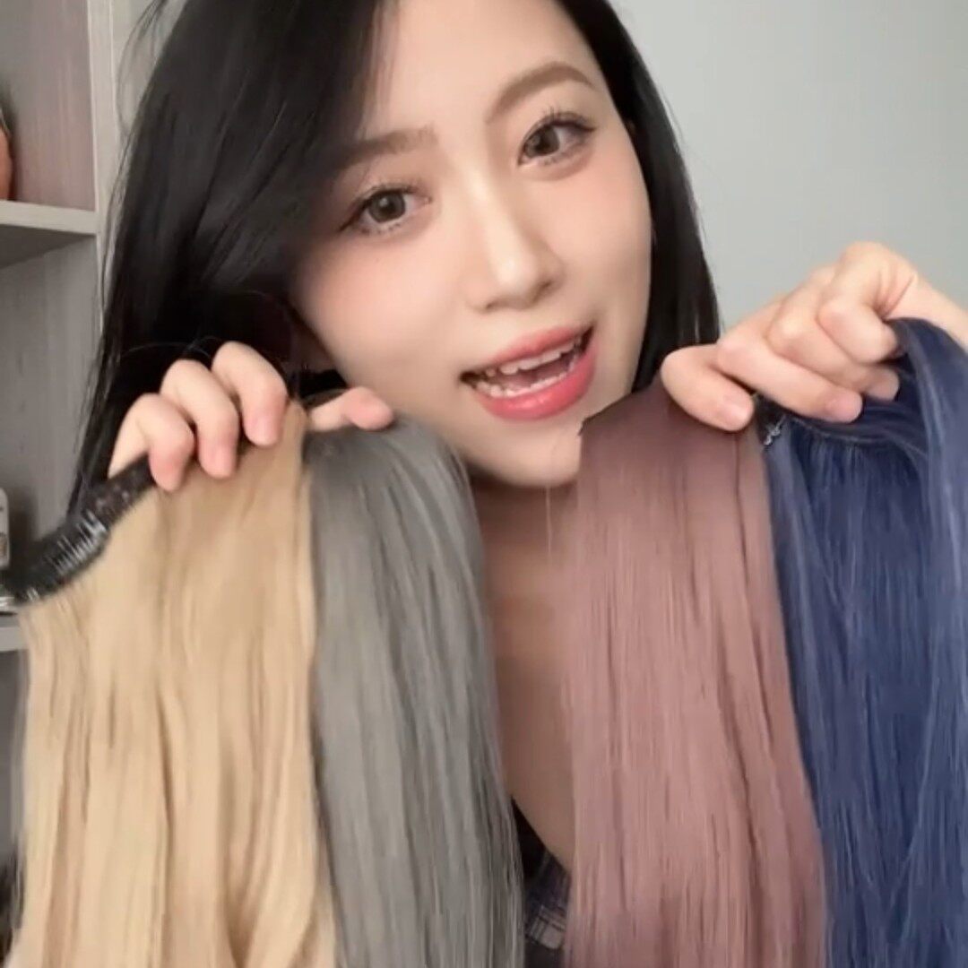 超轻超薄挑染挂耳染假发片一片式彩色多巴胺接发长发隐形无痕漂染