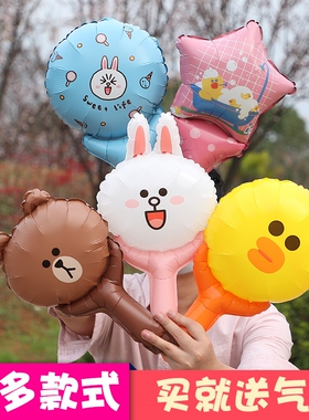 国庆儿童生日礼品卡通地推活动line熊兔鸭手持加油棒商场超市发箍