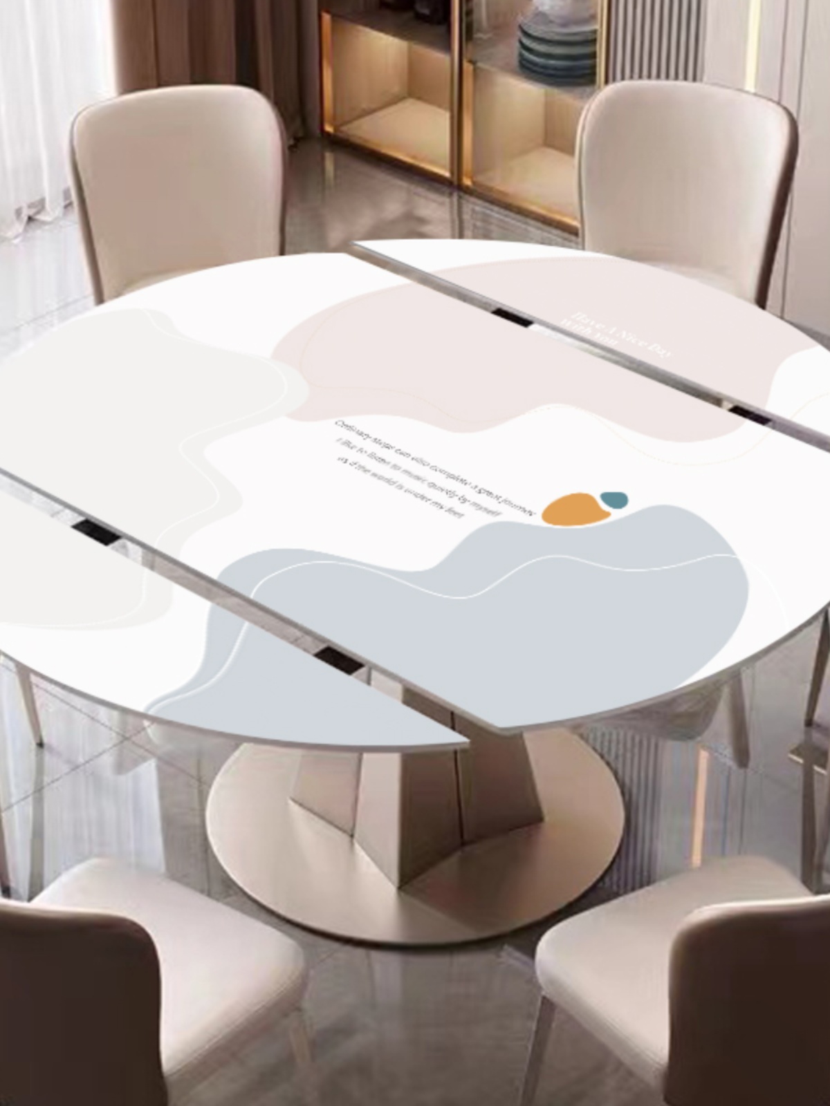 简约高档PVC折叠圆桌布可伸缩桌垫椭圆形桌垫椭圆餐桌布免洗防水