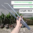鱼缸排水垃圾清洁镊子水生植物夹加长版 弯头48厘 不锈钢镊子夹直