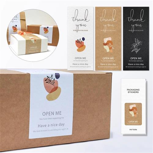 50张/包精美礼盒封口贴纸长方形防水密封感谢礼物装饰不干胶标签