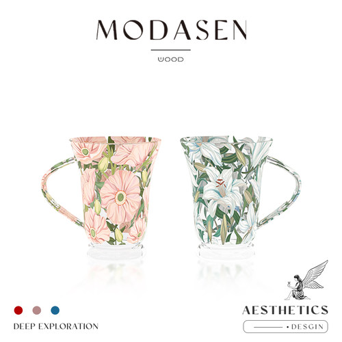 MODASEN高颜值清新玻璃水杯带把
