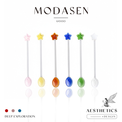 MODASEN可爱彩色小星星玻璃勺子