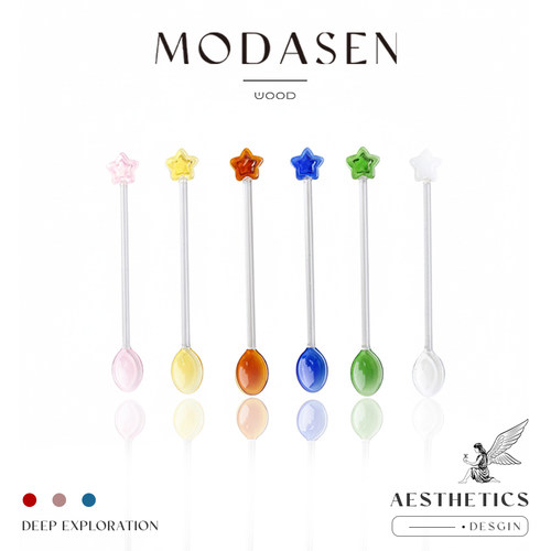 MODASEN可爱彩色小星星玻璃勺子