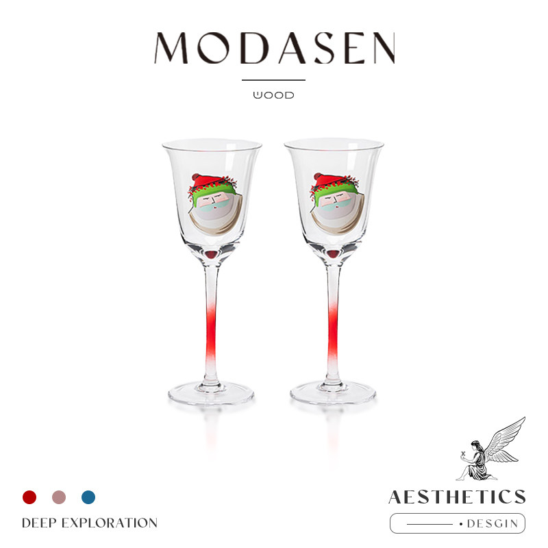 MODASEN丨萌诞 MEND圣诞老人高脚玻璃香槟杯高颜值葡萄酒杯子礼物