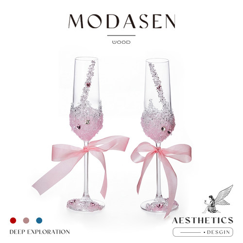MODASEN设计手工贴钻敬酒杯订婚