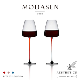 红领结玻璃红酒杯醒酒器套装 DWFS欧式 家用高脚杯子 红杆 MODASEN