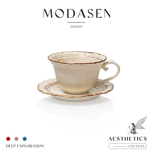 MODASEN窑变宫廷风陶瓷咖啡杯碟